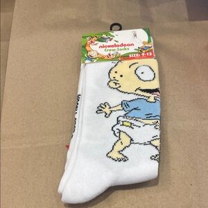 Nickelodeon White Crew Socks with Cartoon Design